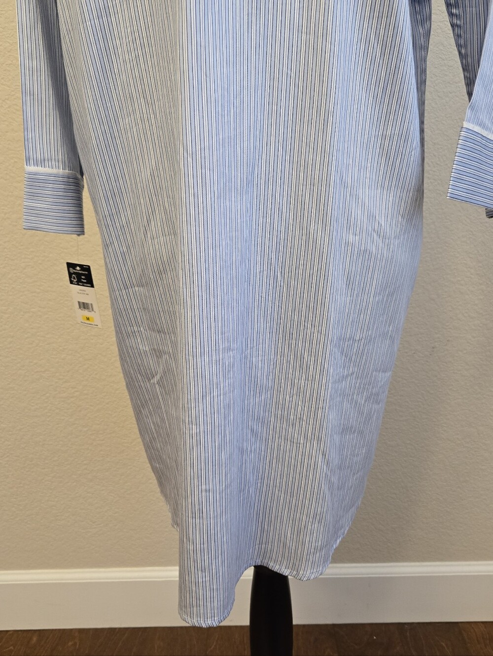 Ralph Lauren Lauren Women's Sz M Sleep Shirt Blue & White Strips Cotton Blend - Picture 12 of 13
